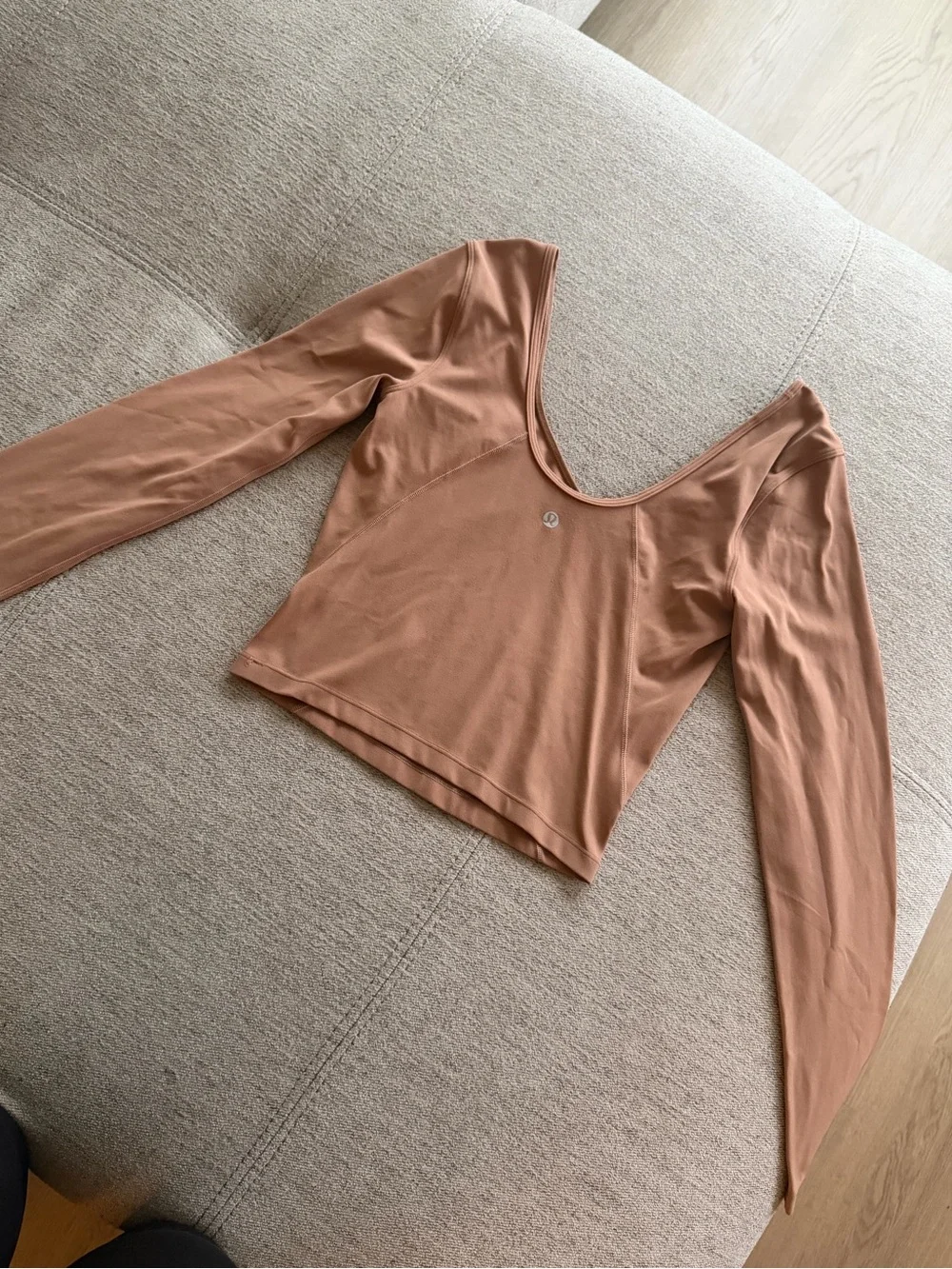 Lululemon Long Sleeve Scoop Neck Crop Top - Rust